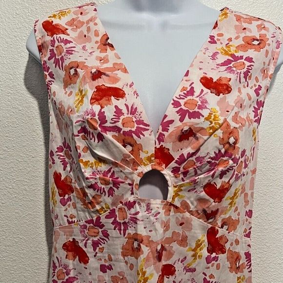 CHLOE + RENE Size Large Sun Dress Maxi Cutout Short Sleeve Floral Multi - NEW - Picture 4 of 16